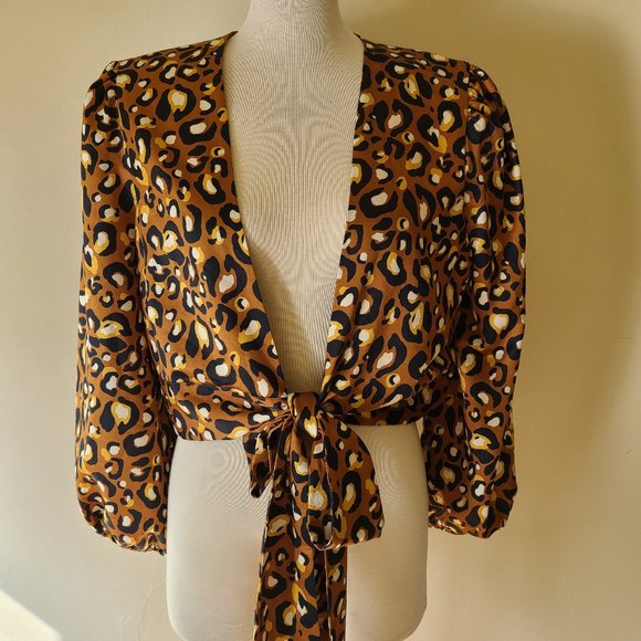 Express X Ladygang Tie/Wrap Crop Blouse - Picture 2 of 7